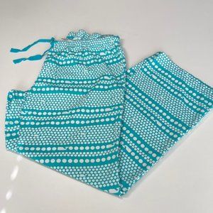 Vineyard Vines Womens Sz Medium Pajama Pants Drawstring Turquoise Whale Polkadot